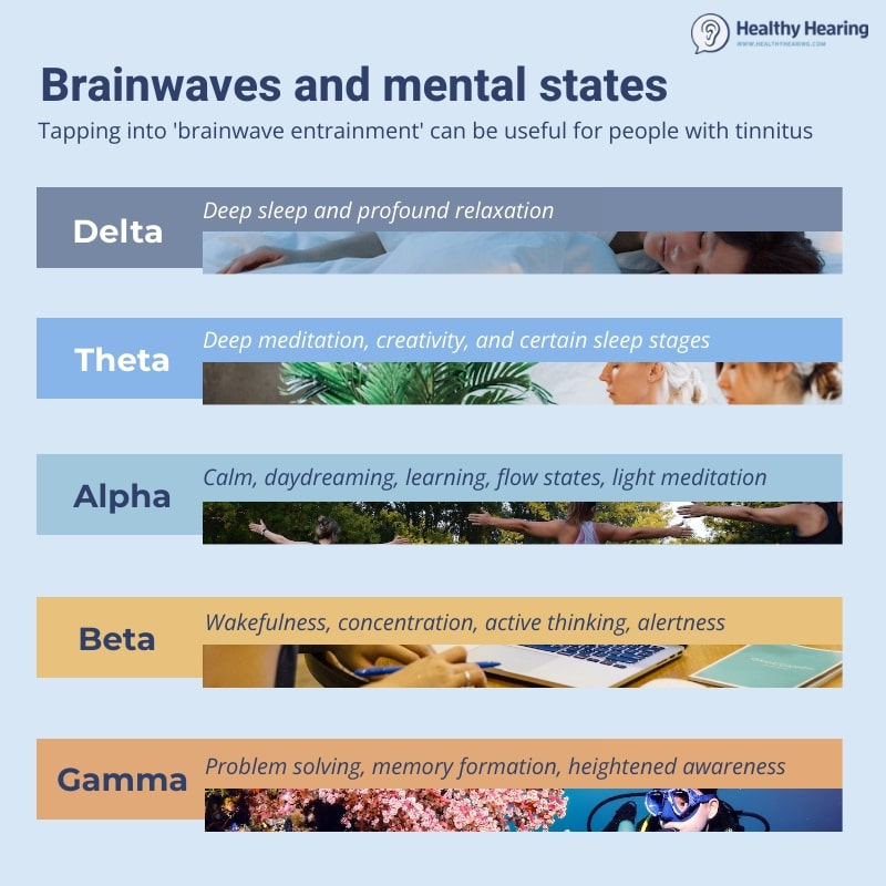 Infographic describing the five types of brainwaves. 