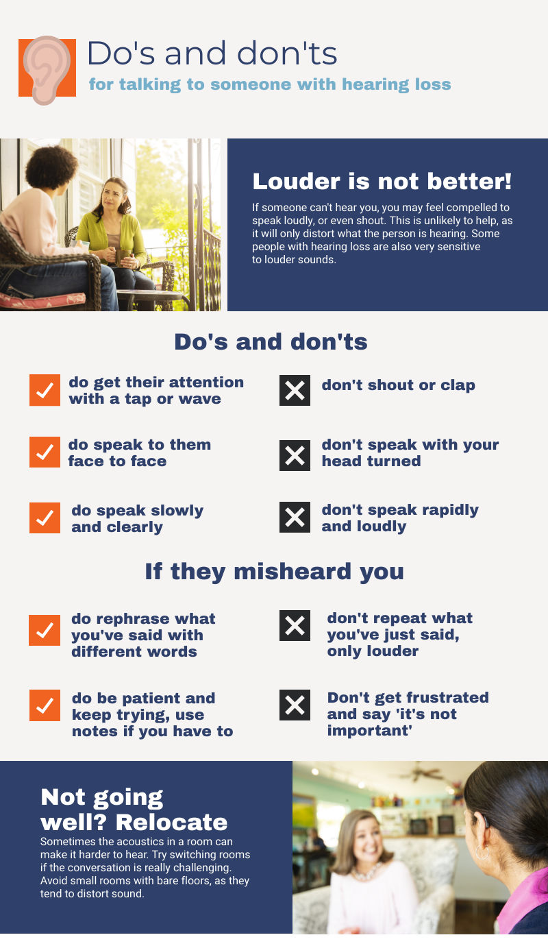 Infographic with tips on talking to someone with hearing loss