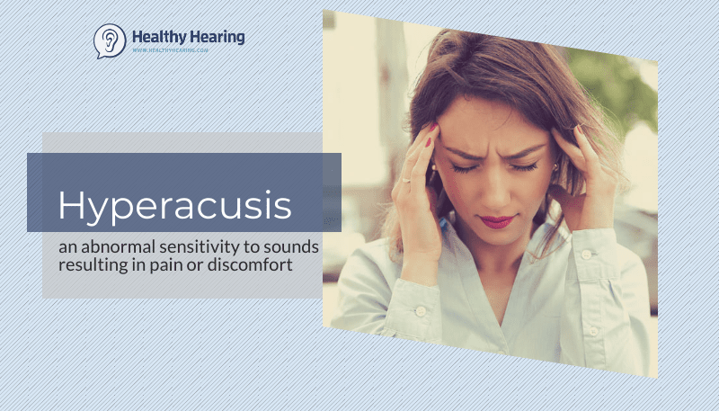 A woman grabs her head because she has hyperacusis, or extreme sound sensitivity.