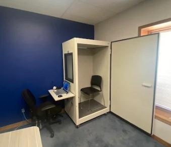 Hearing testing booth at Hearing Group - Dodge City