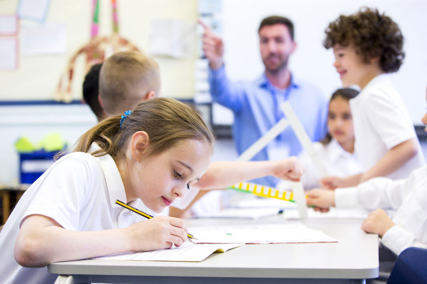 A child in a classroom