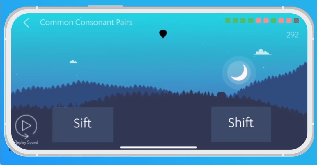Screenshot of the Hearoes auditory training app. 