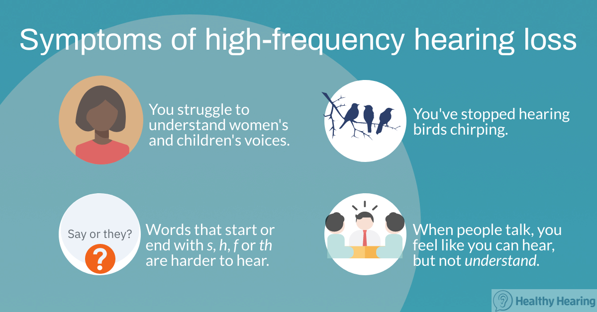 Illustration showing symptoms of high-frequency hearing loss