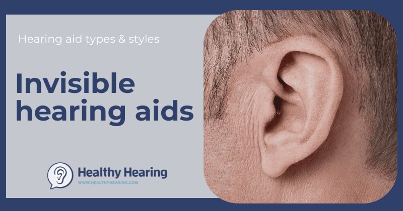 Image of a man's ear with an invisible hearing aids. 