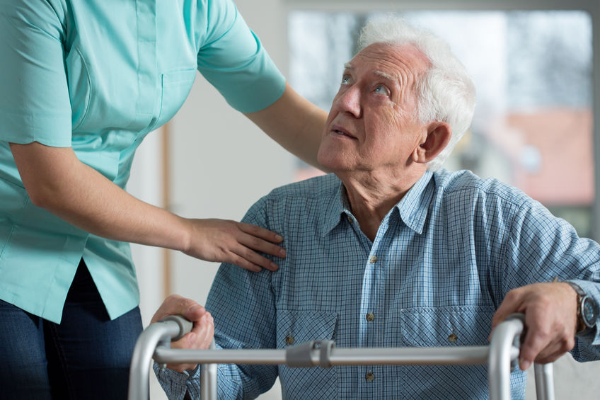 An older man in a nursing home