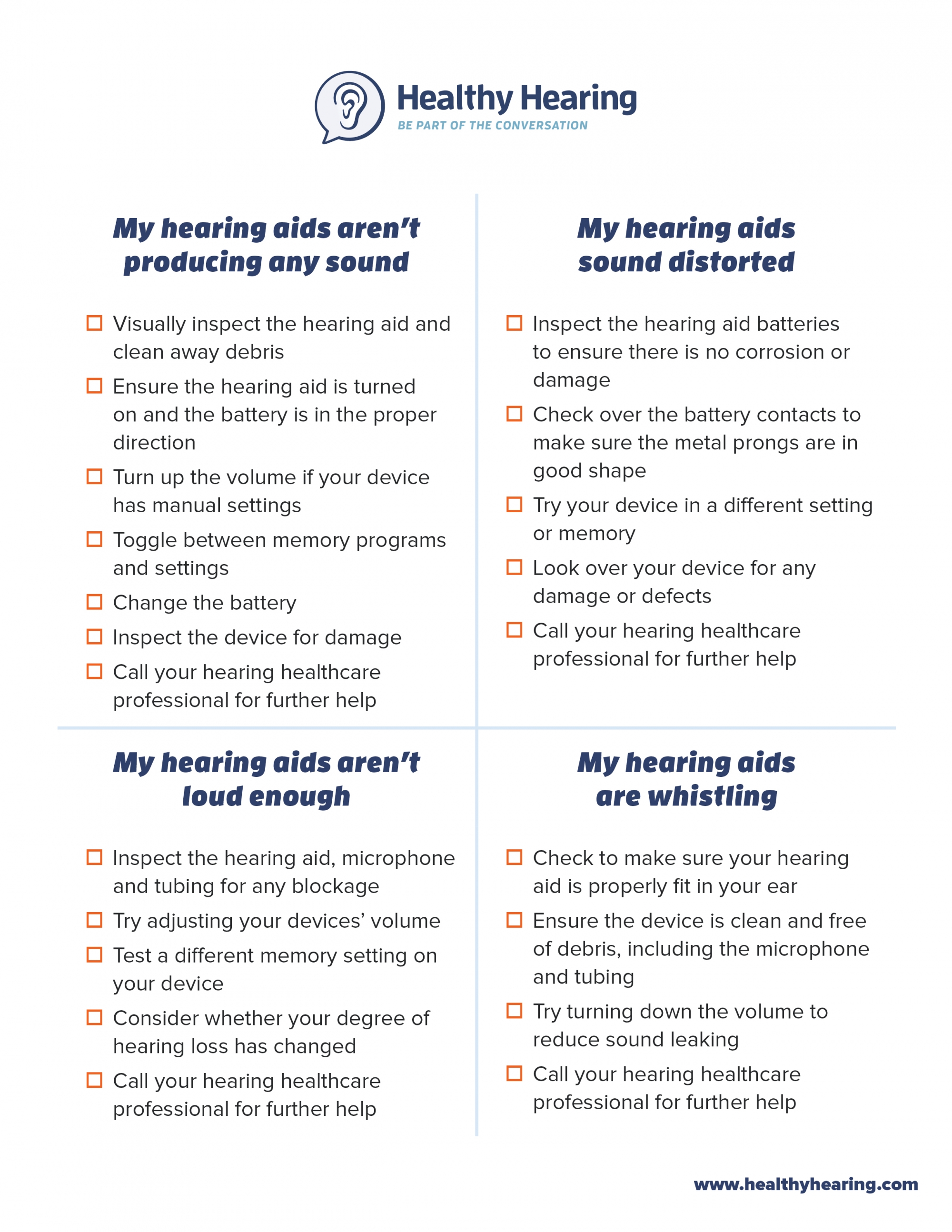 checklist for troubleshooting hearing aids
