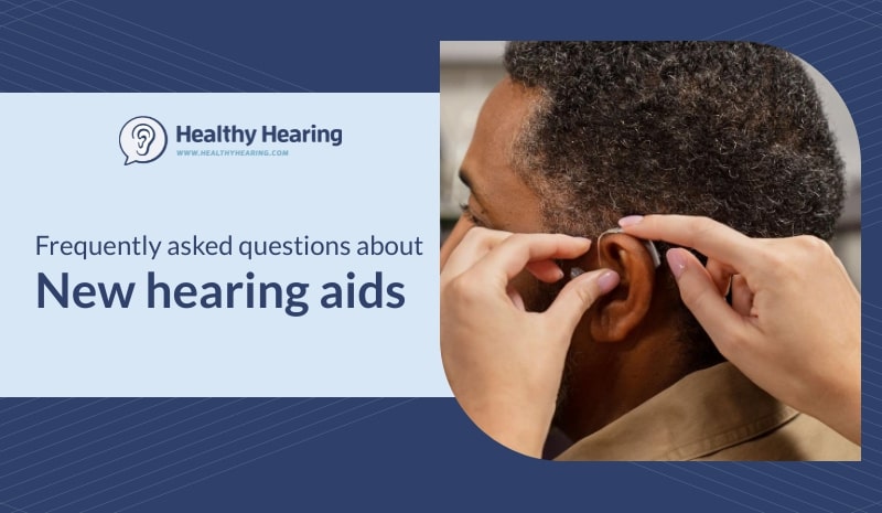 Illustration stating "Frequently asked questions about new hearing aids"