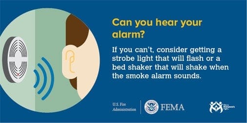 A FEMA infographic on hearing smoke alarms.