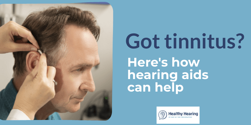 Infographic showing man getting hearing aids and the words 