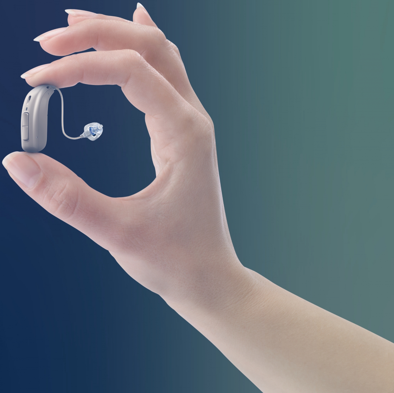 An example of a receiver in the ear (RITE) hearing aid with a dome.