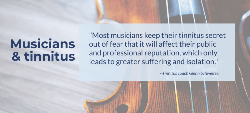 Infographic with a quote about musicians and tinnitus