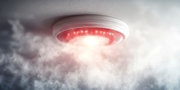 A smoke alarm with a bright strobe light. 